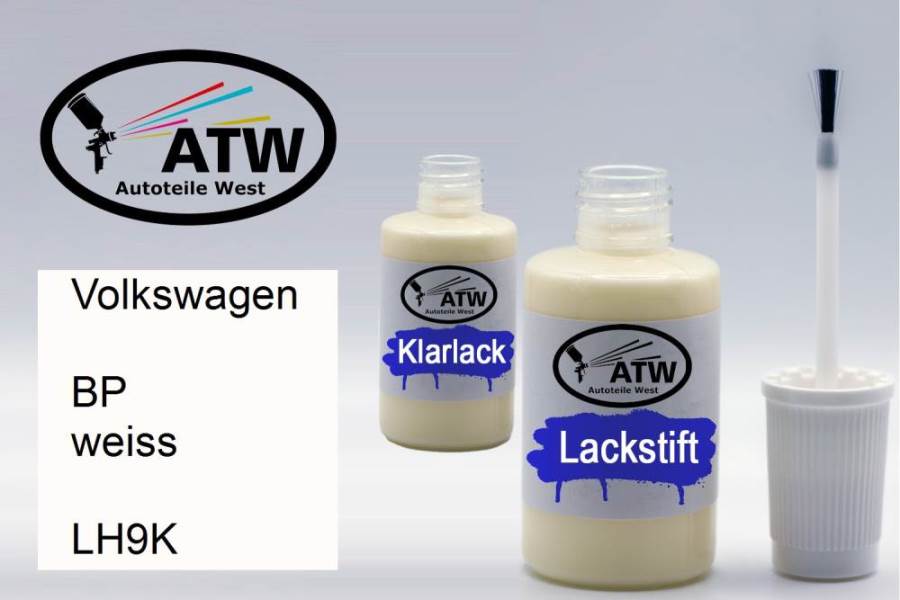 Volkswagen, BP weiss, LH9K: 20ml Lackstift + 20ml Klarlack - Set, von ATW Autoteile West.